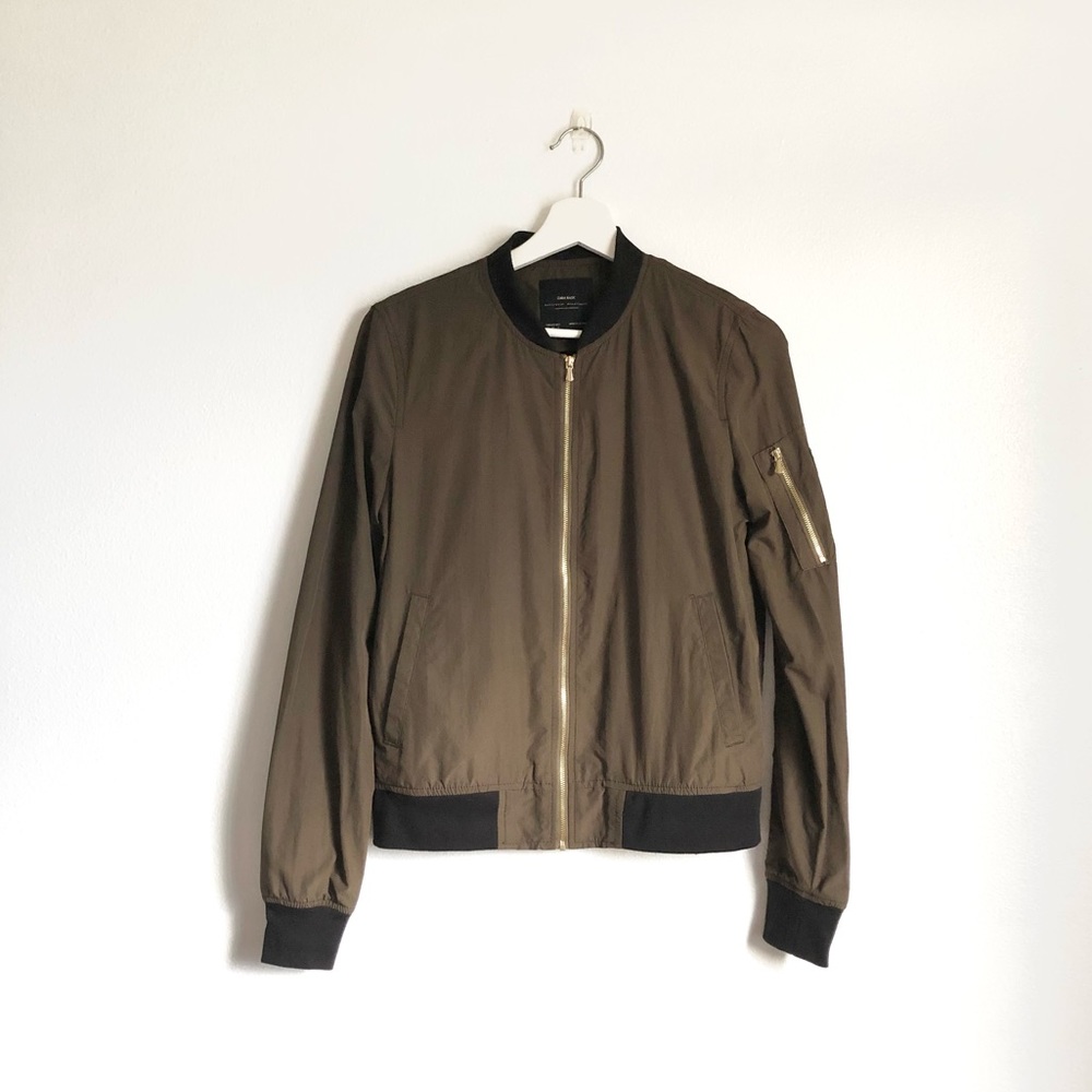 Zara Basic Outerwear Olive Green Bomber Jacket Si… - image 1